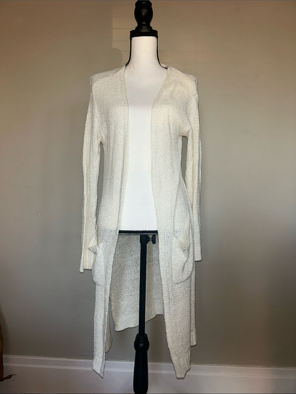 moon & madison Cream Longline Open-Front Women's Cardigan